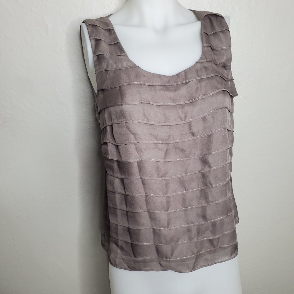 LOFT Tan Ruffled Tank Top NWT XS